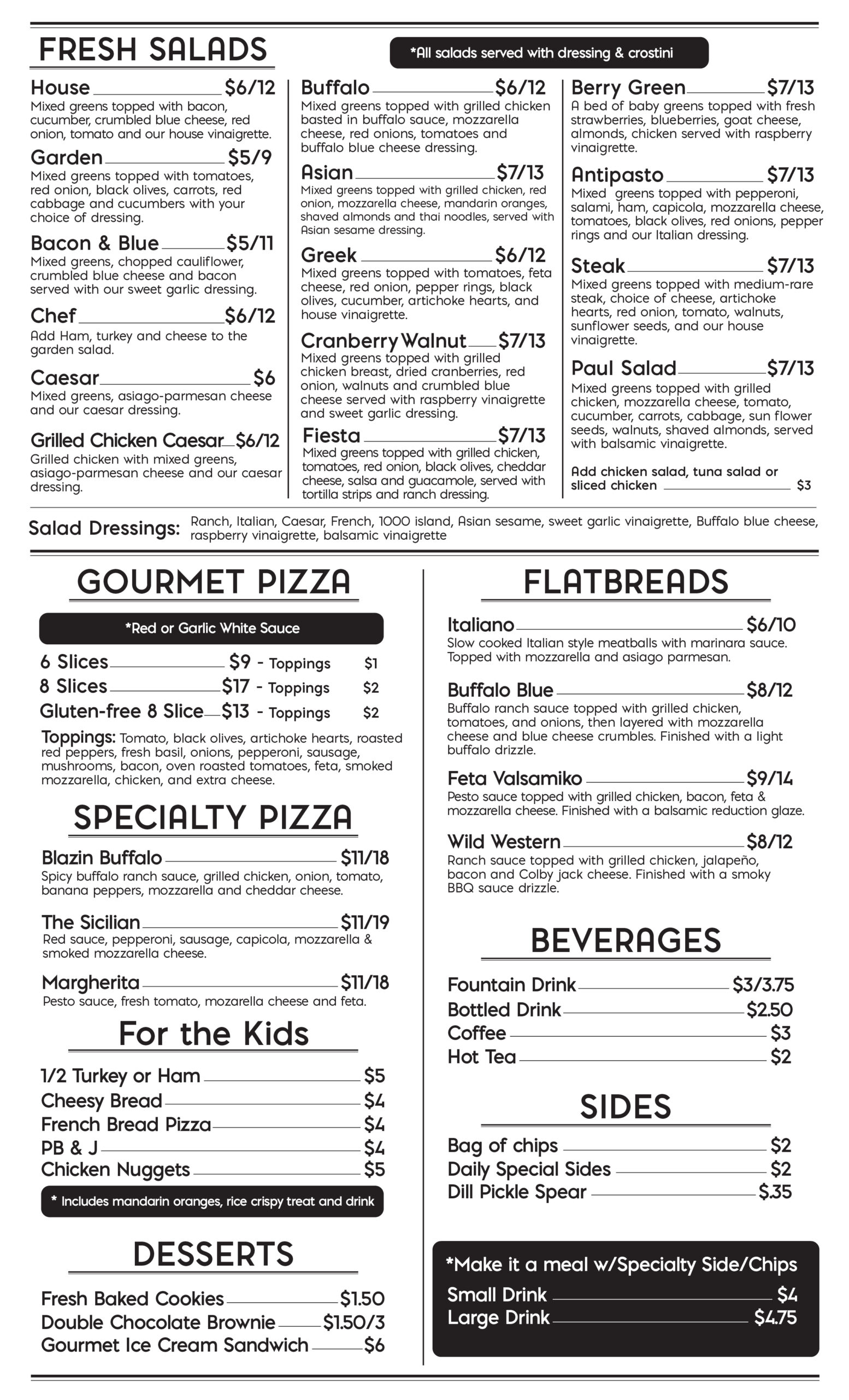 Cafe Menu - Michaels Catering and Cafe